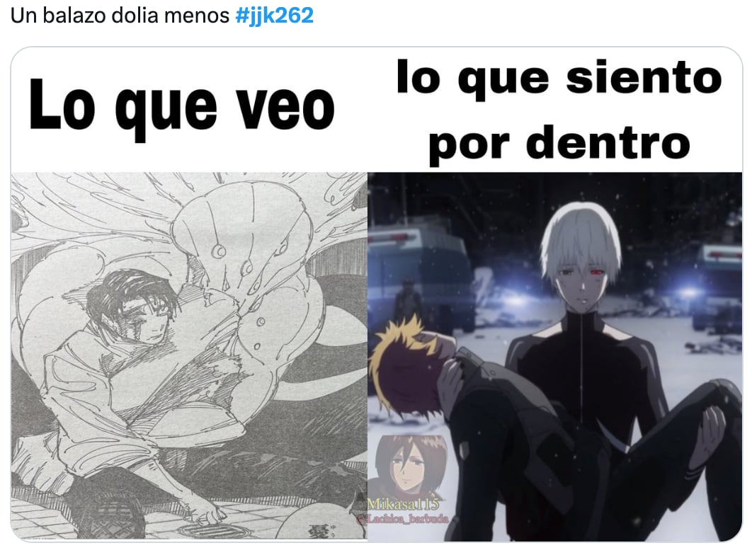 Meme del spoiler del manga 262 de Jujutsu Kaisen