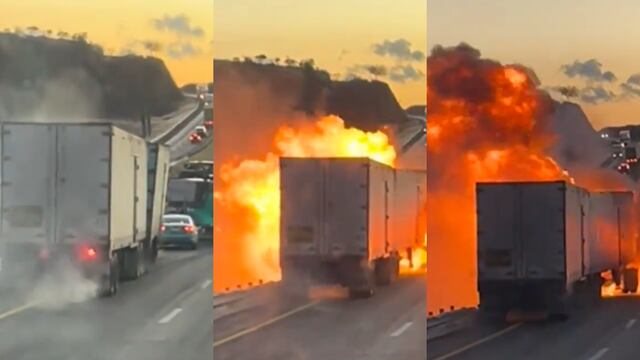 Tráiler chocó en la autopista Occidente, provoca fuerte explosión
