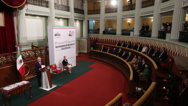 Andrés Manuel López Obrador, presidente de México, durante la entrega de iniciativas de reforma a la Constitución, que se llevó a cabo en Palacio Nacional