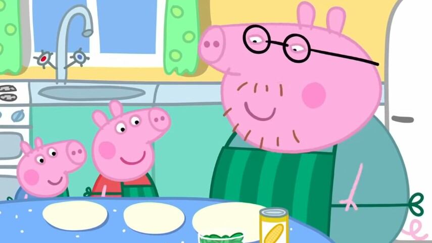 Peppa Pig y George aprenden a hacer pizza