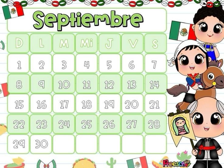 Calendario septiembre 2024 para imprimir