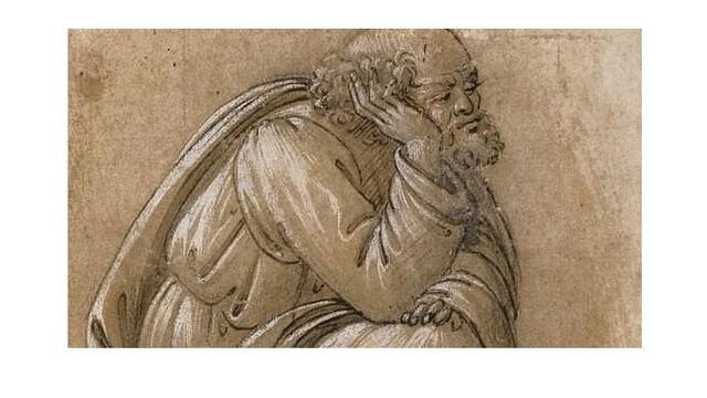 "Estudio para el asiento de San José, su cabeza descansando sobre su mano derecha", de Sandro Botticelli