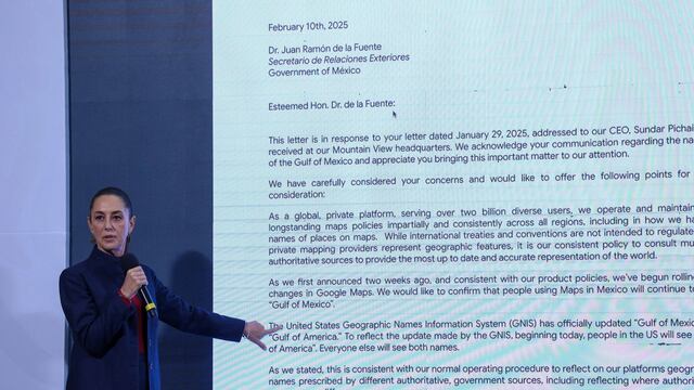 Claudia Sheinbaum muestra cartas con Google sobre el Golfo de México