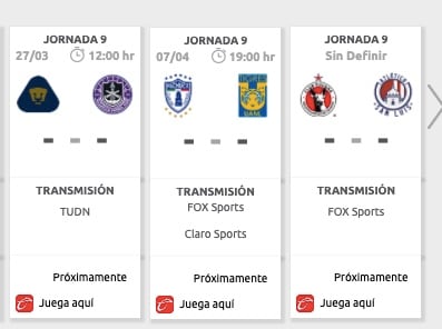 Partidos suspendidos Liga MX