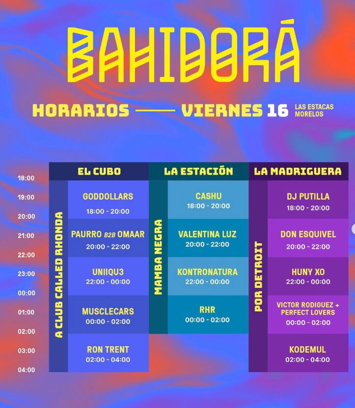 Horario Bahidorá 2024: Viernes 16 de febrero