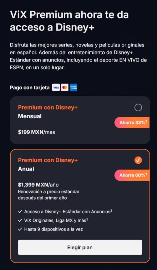 Disney+ en ViX Premium