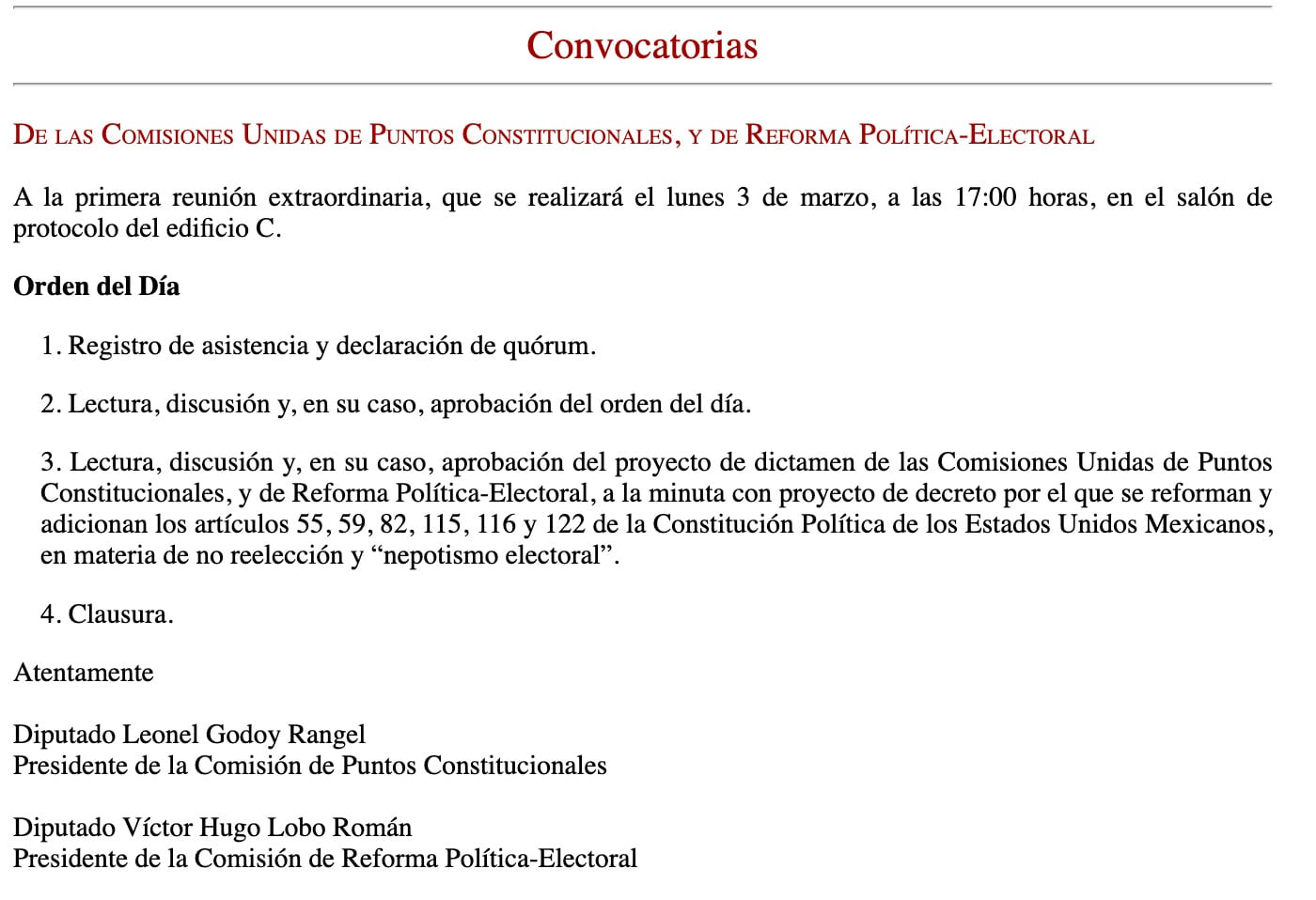 Comisiones discutirán reforma contra nepotismo