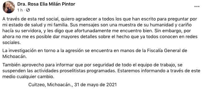 Candidata Rosa Elia Milán Pintor