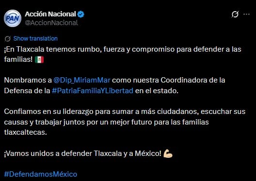 PAN nombra a Miriam Martínez como coordinadora en Tlaxcala rumbo a 2027