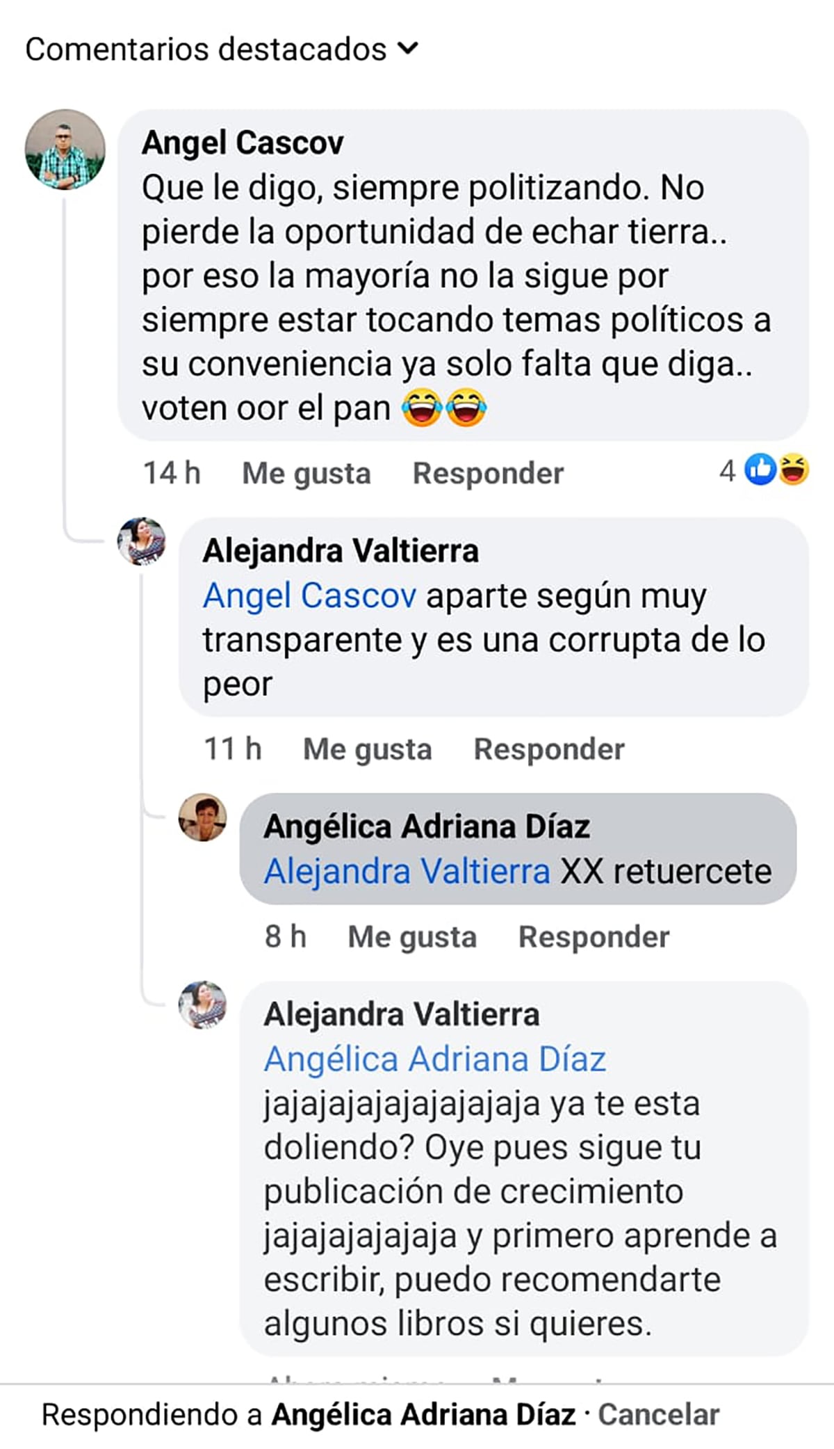 Discusión en Facebook de Angelica Díaz Bustamante por horario laboral