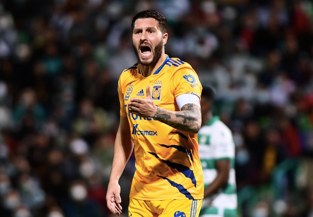 André-Pierre Gignac celebra un gol con Tigres