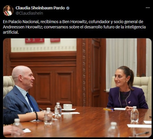 Claudia Sheinbaum y Ben Horowitz