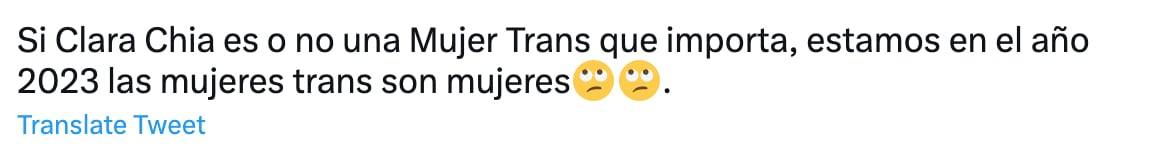 USUARIOS DEFIENDEN A CLARA CHÍA DE LA TRANSFOBIA EN REDES