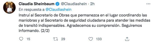 Tuit de Claudia Sheinbaum