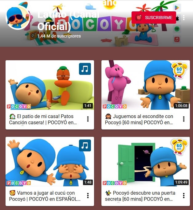 Pocoyó en YouTube Kids