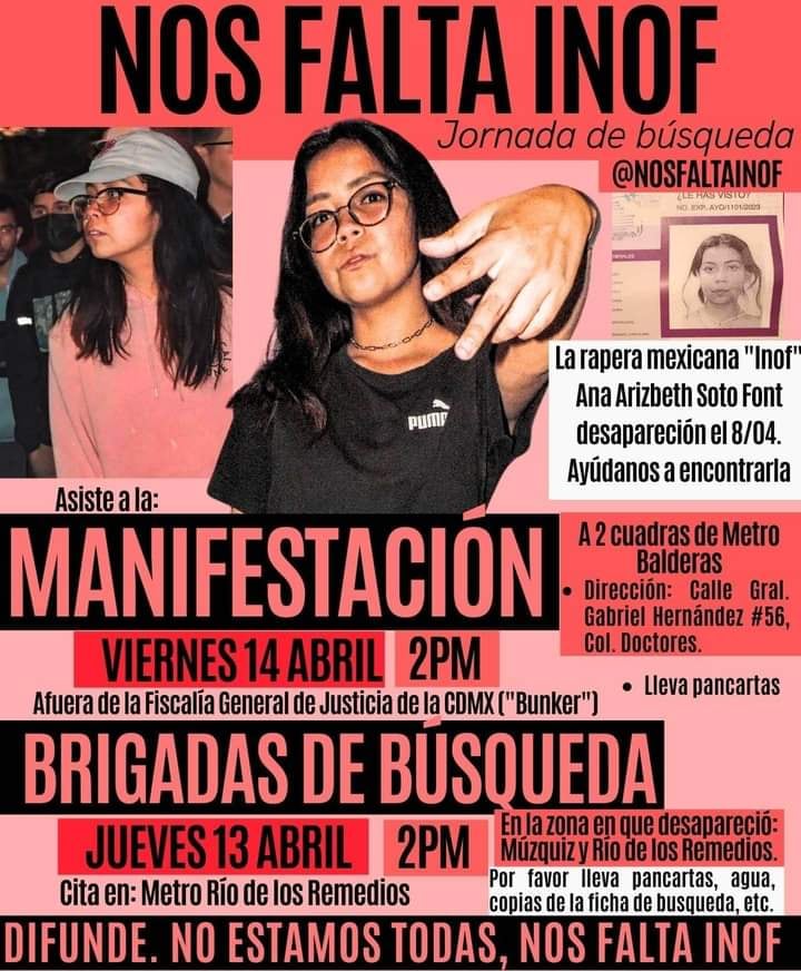 Desaparece rapera mexicana Ana Arizbeth Soto Font