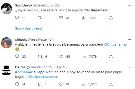 Comentarios Twitter por la falla de Banamex en pleno viernes de quincena