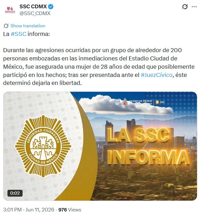 Detienen a una manifestante en plena protesta por el Mundial 2026