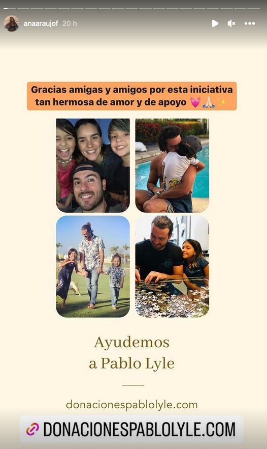 Ana Araujo comparte página de donaciones para Pablo Lyle.