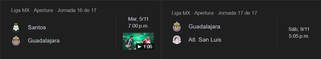 Siguientes partidos de Chivas