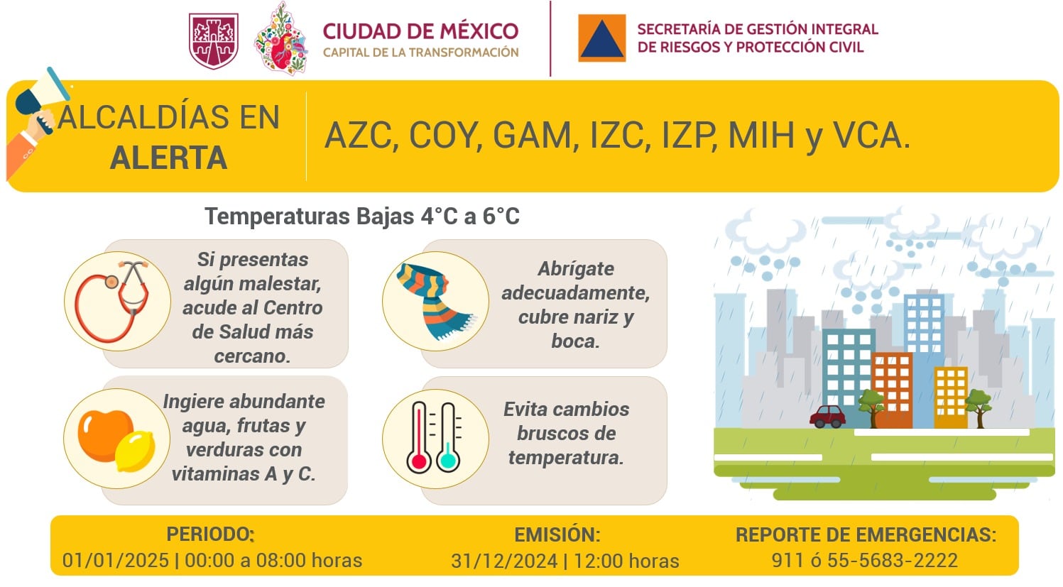Clima CDMX 1 de enero 2025
