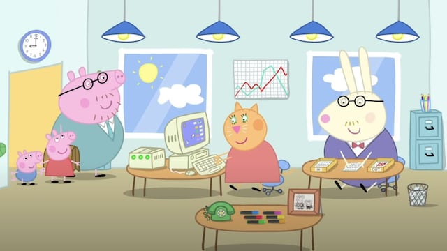 Peppa Pig y George acompañan a Papá Cerdito al trabajo