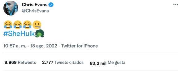 Chris Evans reacciona al secreto del Capitán América en She-Hulk