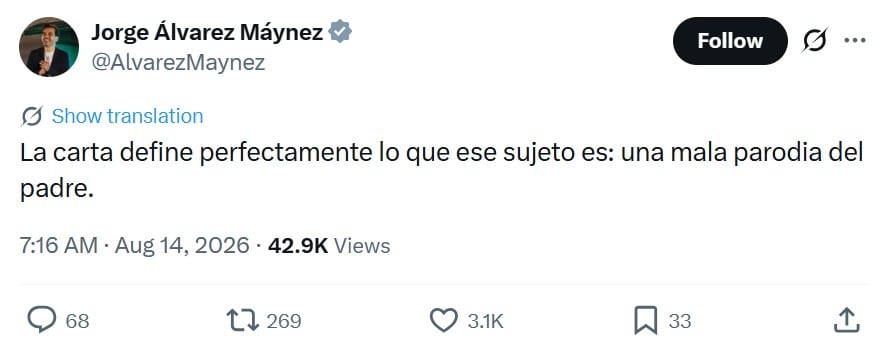 “Mala parodia del padre”: Máynez arremete contra López Beltrán por su carta a Trump
