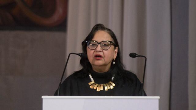 Norma Lucía Piña, Ministra Presidenta de la Suprema Corte de Justicia de la Nación (SCJN) y del Consejo de la Judicatura Federal (CJF), durante la ceremonia del Día del Juzgador y la Juzgadora Mexicanos, y la entrega de los premios AMIJ 2023.