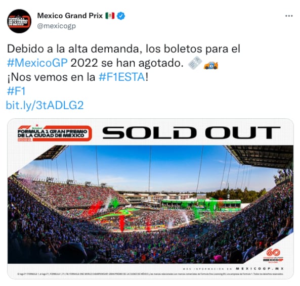 Boletos agotados GP México