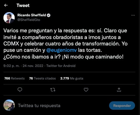 Ricardo Sheffield acepta que puso camión para la marcha de AMLO