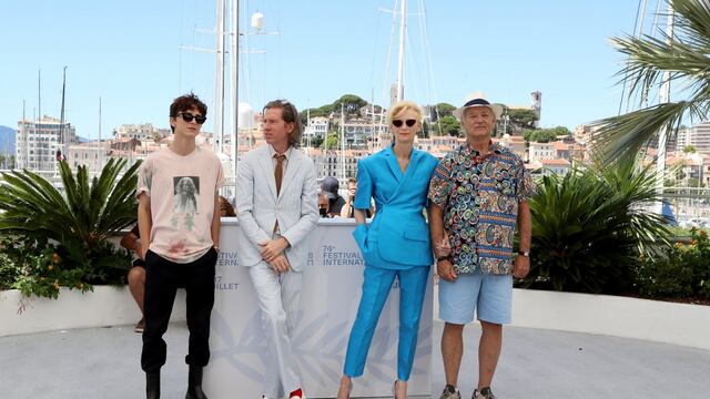 Timothée Chalamet, Wes Anderson, Tilda Swinton y Bill Murray