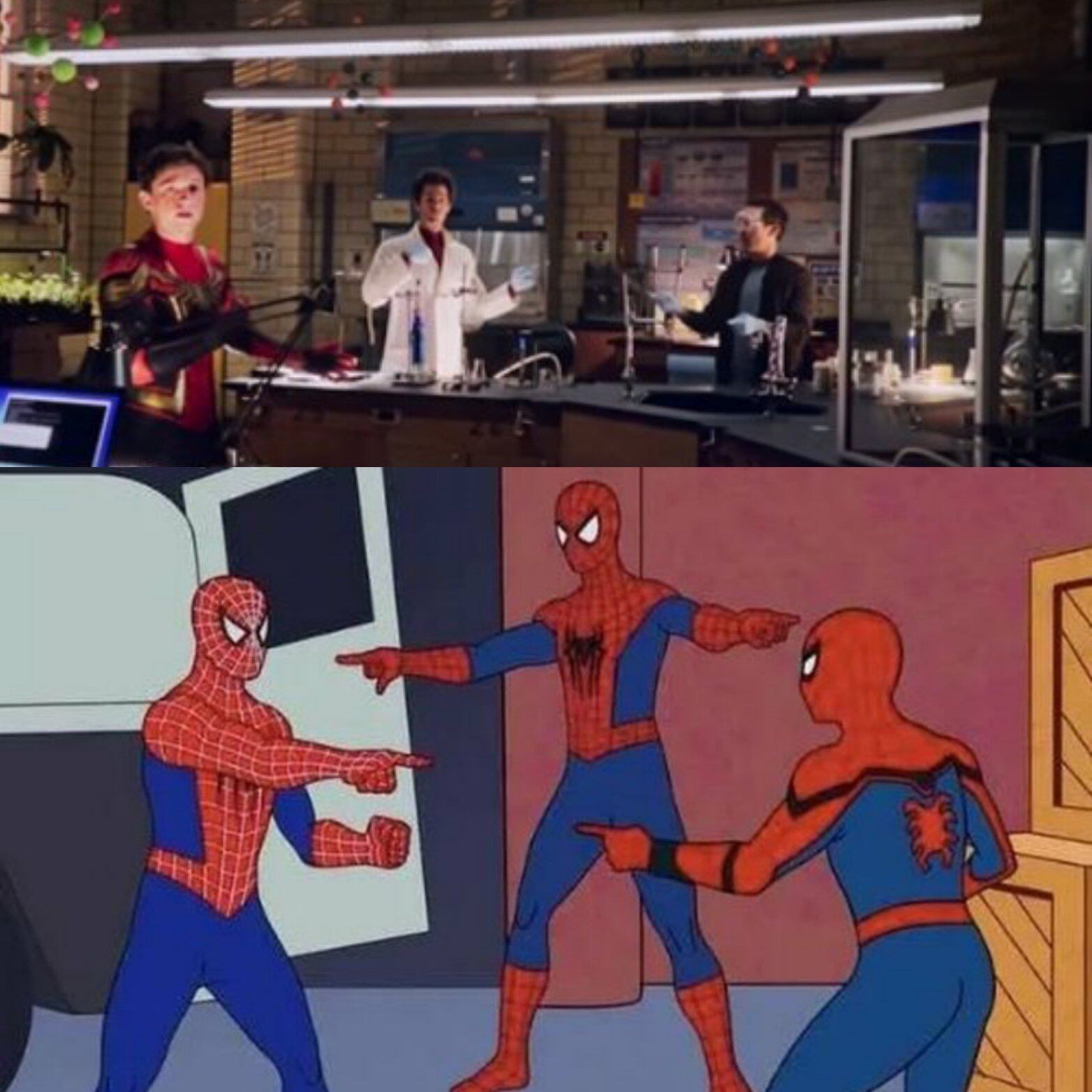 Meme de los 3 spider-man en 'Spider-Man: No Way Home'