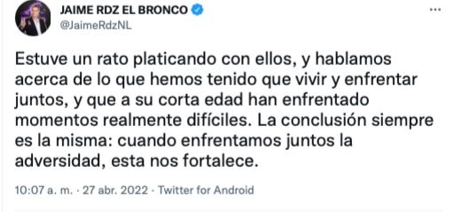 "El Bronco" la está pasando mal en prisión/@JaimeRdzNL