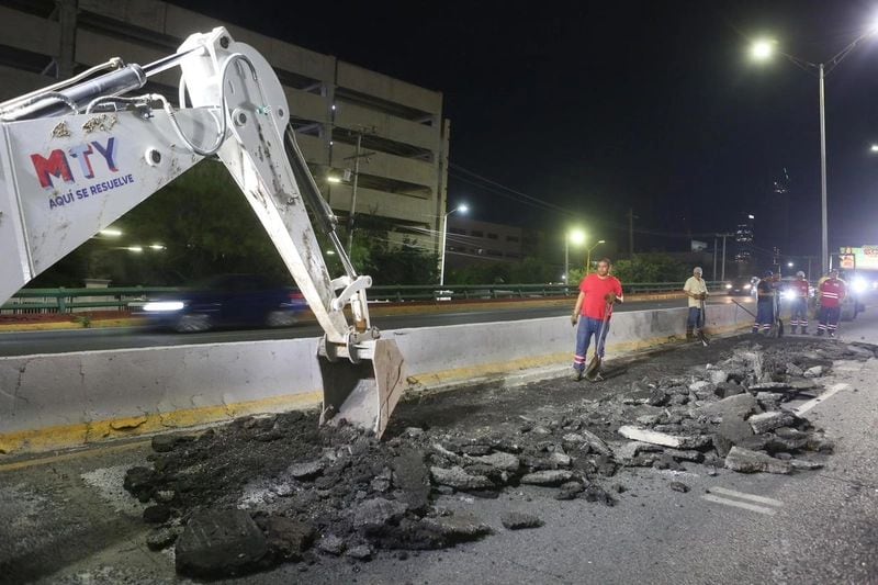 El Gobierno de Monterrey realizó trabajos de rehabilitación en el puente vehicular de Gonzalitos y Francisco I. Madero.