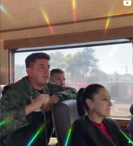 Captura del otro video de AMLO en tren para ir al AIFA/@pep_estrada