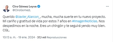 Ciro Gomez Leyva se despide de Alarcon