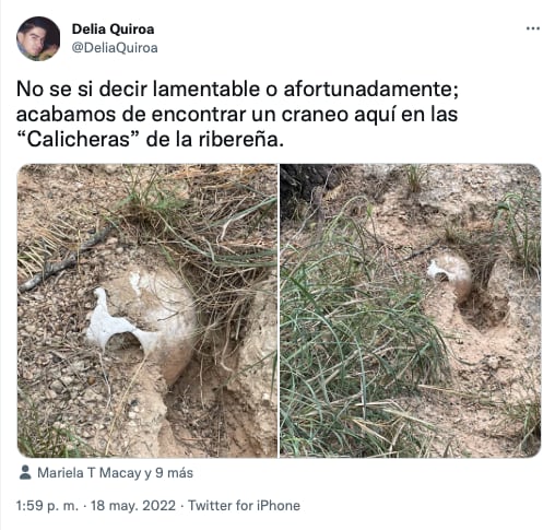 Delia Quiroa, dirigente del Colectivo 10 de Marzo confirma hallazgo de un cráneo humano/@DeliaQuiroa