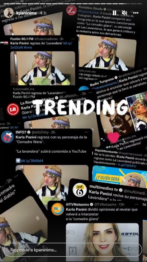 Karla Panini presume que se convirtió en tendencia tras regresar como “La lavandera Güera”