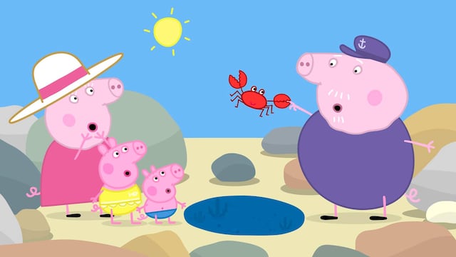 Peppa Pig y George van a la playa con sus abuelos