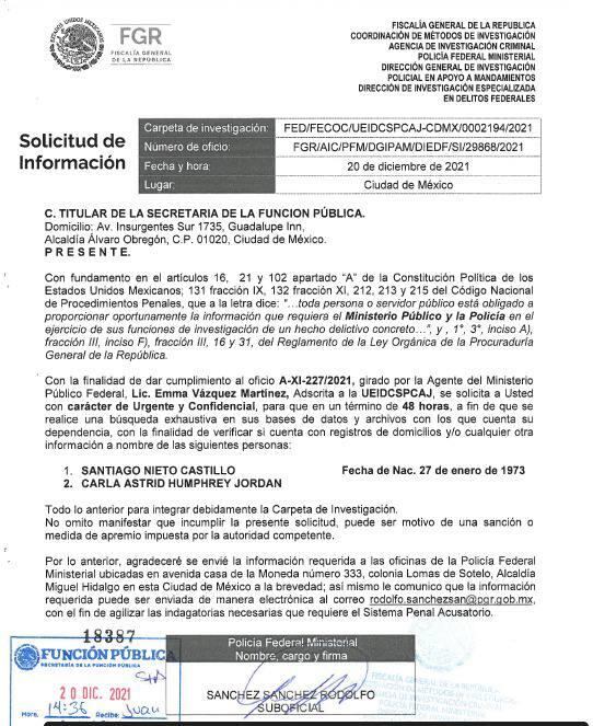 Investigación de la FGR contra Santiago Nieto