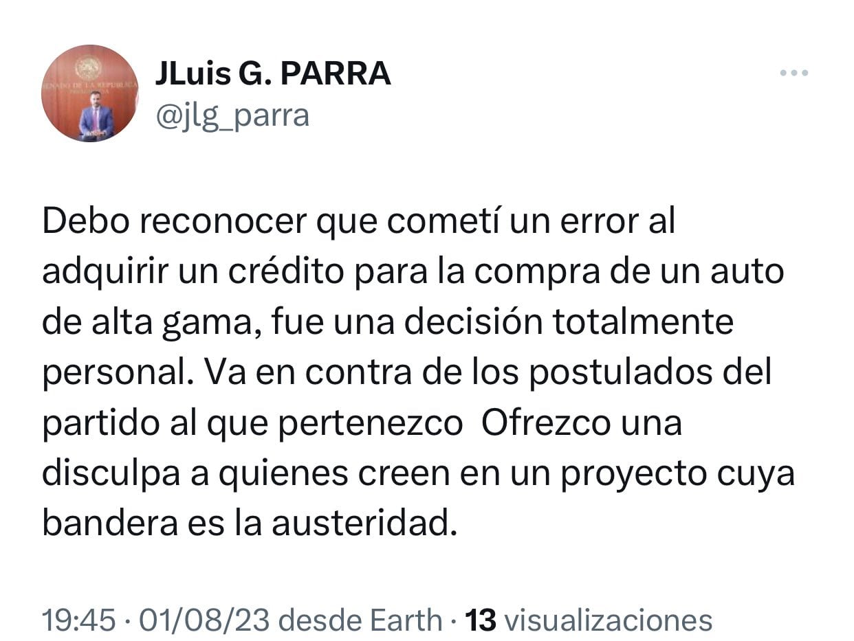 José Luis García Parra, asesor de senador de Morena, devuelve su Audi de más 3 millones de pesos