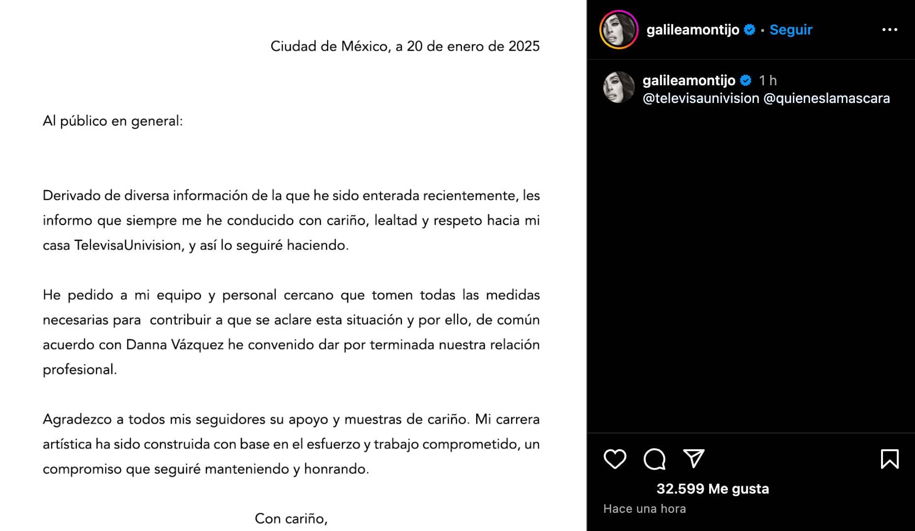 Galilea Montijo terminó su relación laboral con Danna Vázquez