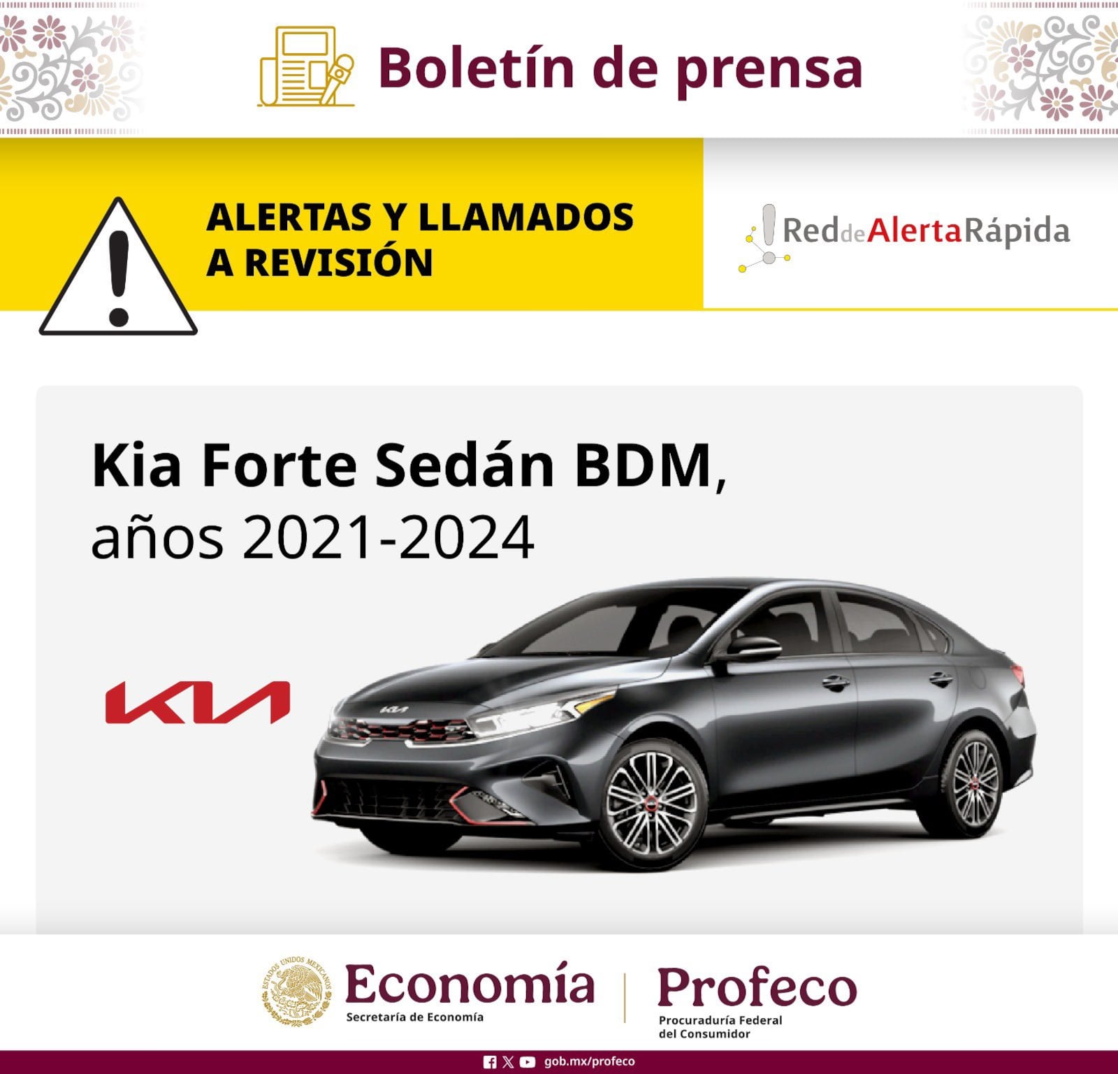 ¿Tienes un Kia Forte Sedán BDM? Profeco y Kia México llamaron a revisión a unidades de estos años