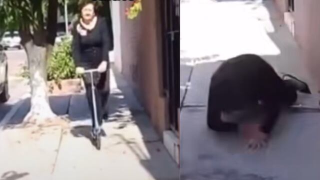 Abuelita cae del patín del diablo