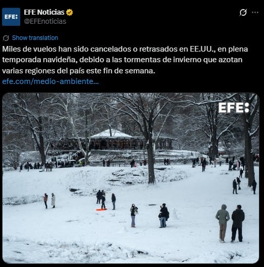 Tormenta invernal en Nueva York provoca vuelos cancelados y estado de emergencia