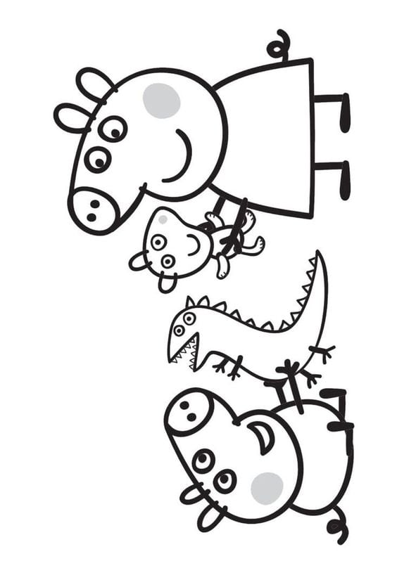 Dibujos de Peppa Pig y George por el Día del Hermano para colorear
