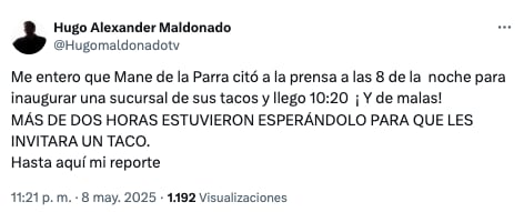 "Queman" a Mane de la Parra
