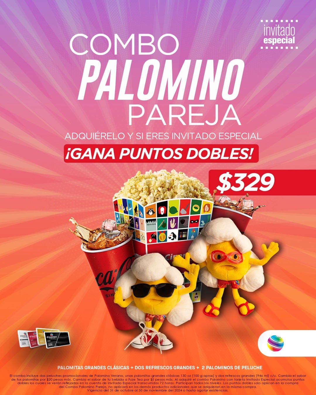 Combo Palomino pareja en Cinemex