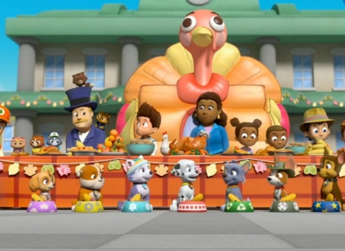 5 dibujos de Paw Patrol con temática de Día de Acción de Gracias para colorear por Thanksgiving